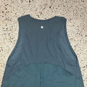 EUC Lululemon blue tank open back sheer 8